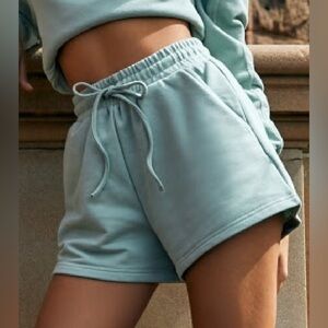 Showpo. high waisted Turquoise lounge shorts